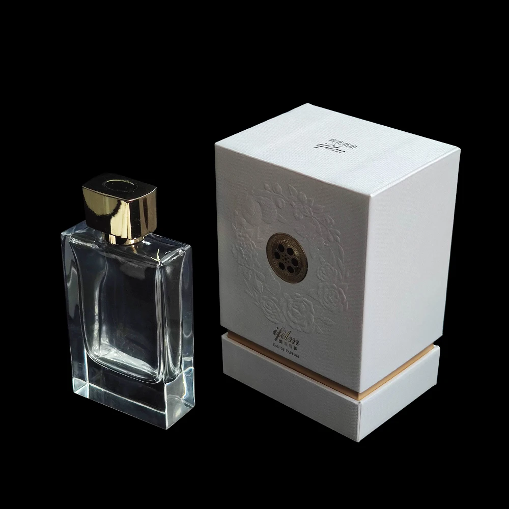 Factory custom empty glass perfume bottles square metal zamac zinc alloy cap with Sprayer wood lids cap perfume bottle packaging
