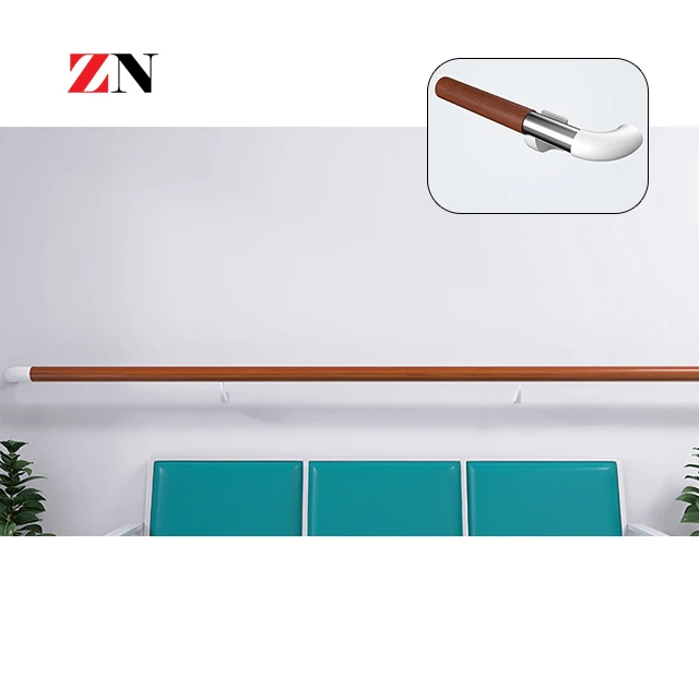hospital wall mounted safety PVC and aluminium retainer wood grain hand rails