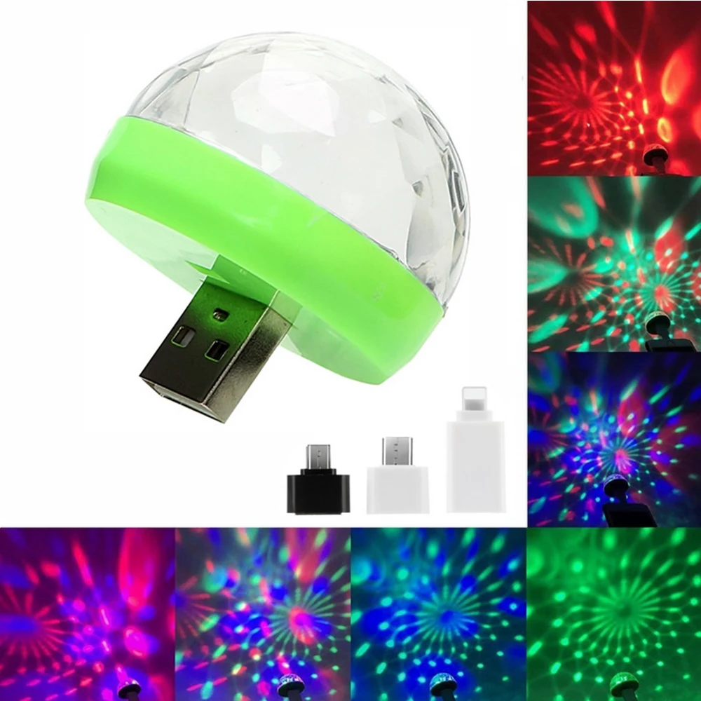 Mini USB LED Party Lights Portable Sound Control Magic Ball 3W Mini Colorful DJ Magic Disco Stage Lights for Mobile