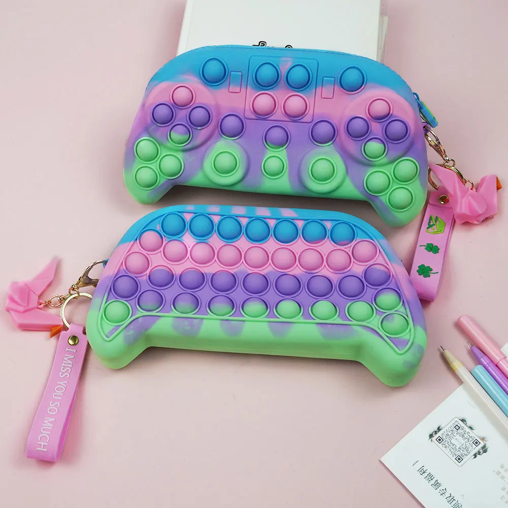 Factory custom silicone pencil case silicone game console handle storage bag