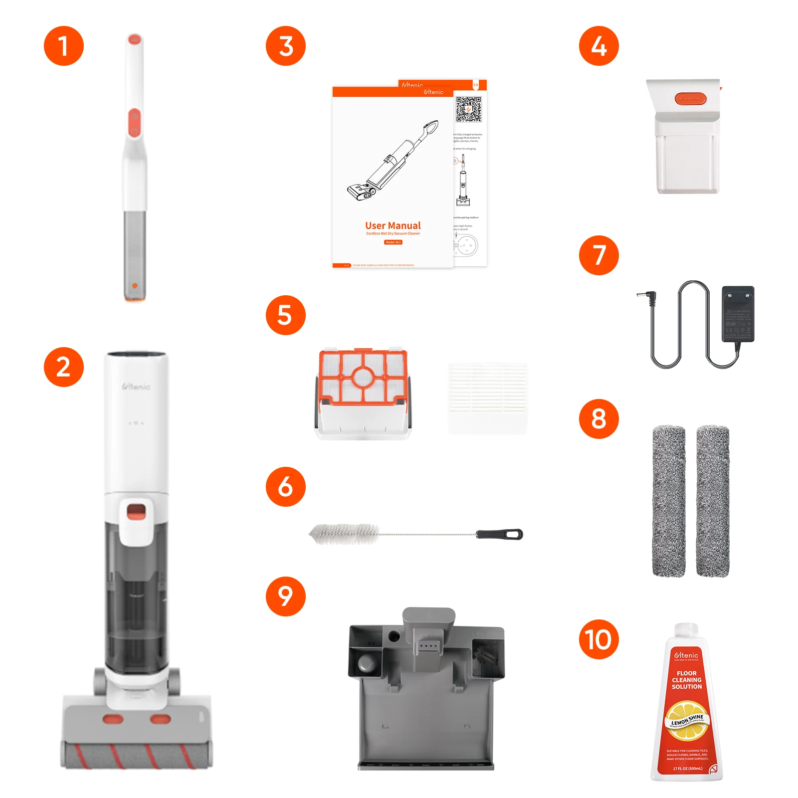 Hot selling home floor washer Ultenic AC1 with  self-cleaning station, 2 in 1 wet and dry vacuum cleaner