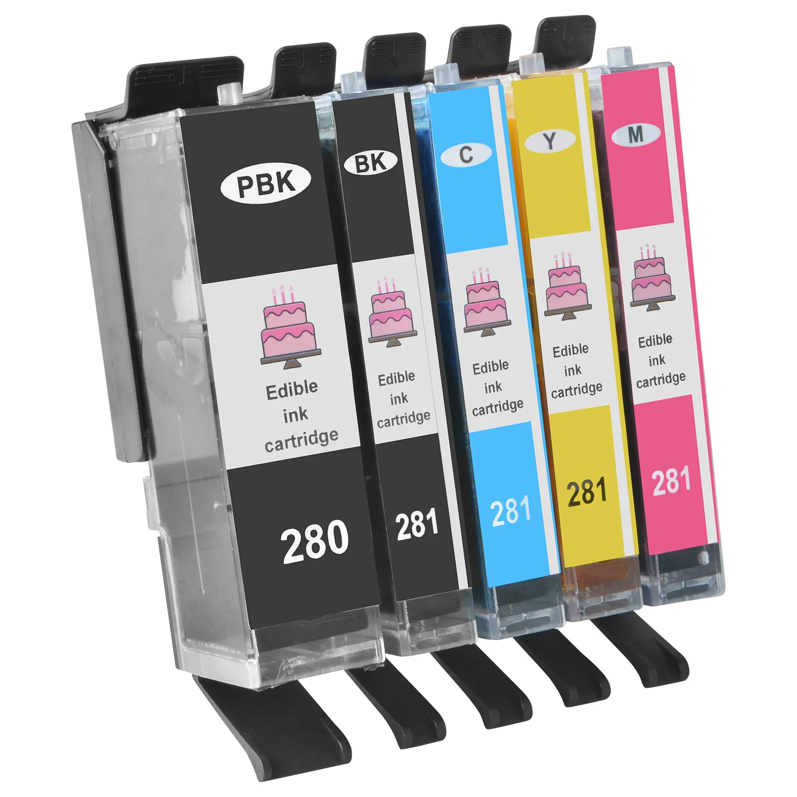 Cake Edible Ink Cartridges 5 Color, Work with Pixma TS6120 TS6220 TS8120 TS8220 TS8320 TS6320 Printers