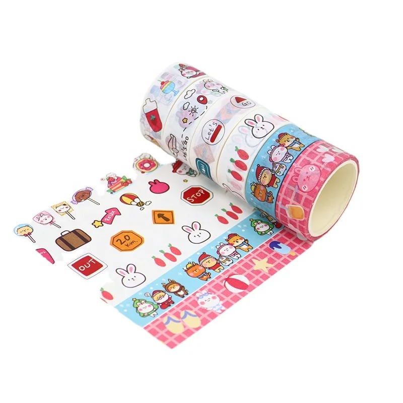Custom Design Personalized Cute Logo Stickers Adhesive Sticker Roll Decorative Waterproof Vinyl Washi Tape Roll