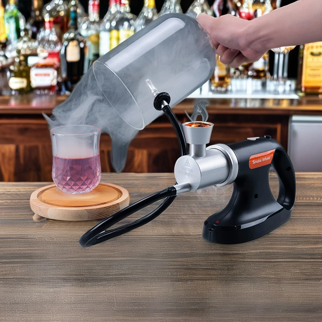 Infuser Smoker Kit Cocktail Whiskey Smoker Kit Old Fashioned Bourbon with 4 Flavored Smoking Wood Chips