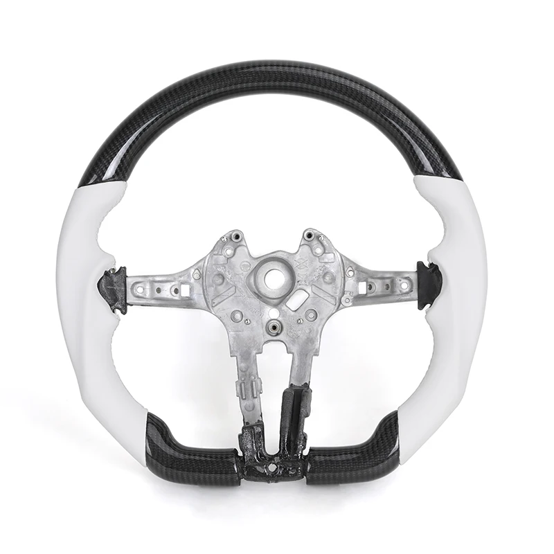 Without Center Trim White Leather Carbon Steering Wheel Frame for BMW F01 F02 F07 F10 F15 F16 F30 F80 F82 F85 F87 F90 E90 E92 M3
