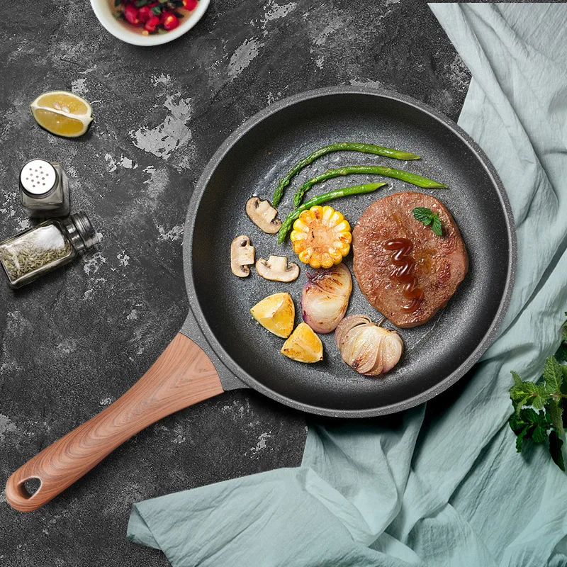 24/26/28cm Fry Pan Kitchen Cookware Cast Aluminum Maifan Stone Non-stick Frying Omelette Pan