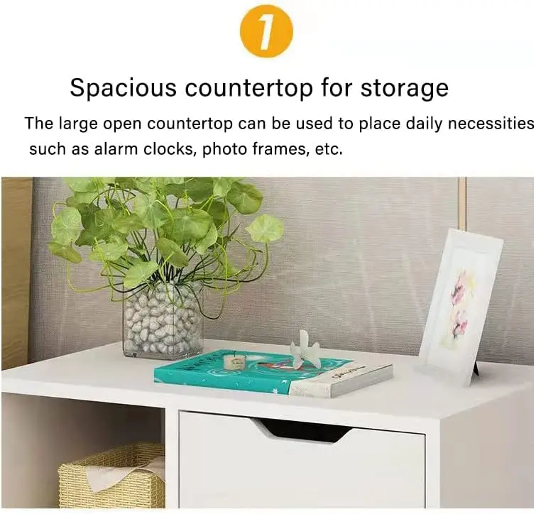 Bedside Cabinet Chipboard Open Compartment and Shelf Bedroom Nightstand Sofa Bed Side End Table Home Storage Organiser High