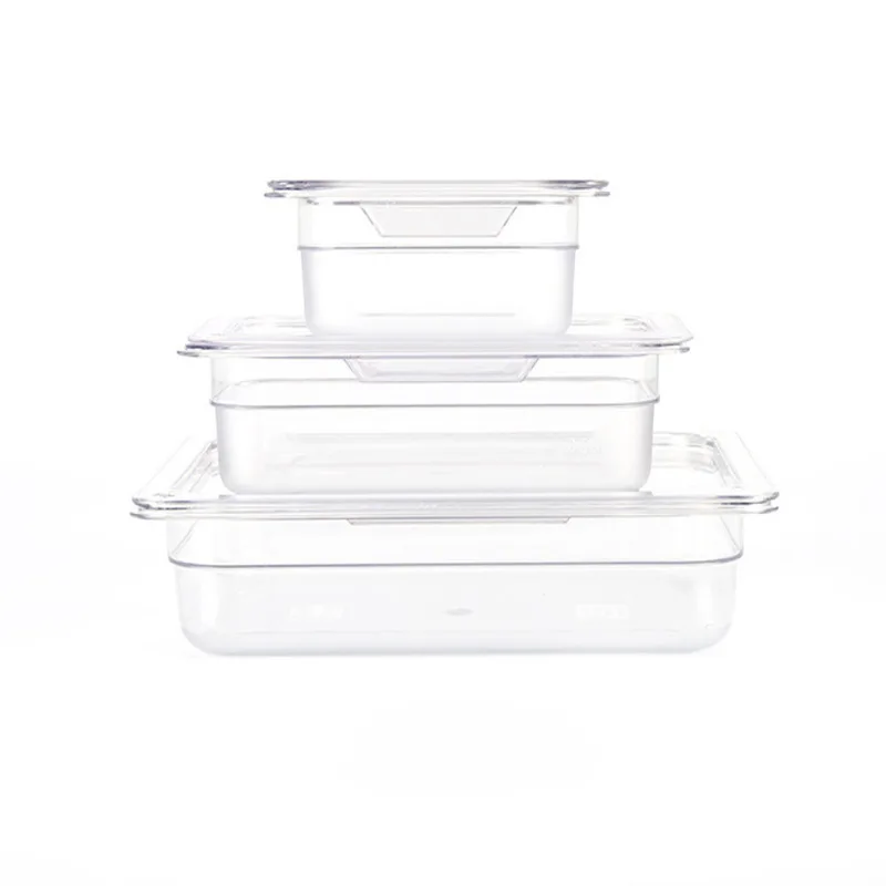 Buffet Restaurant Suppliers Plastic Food Container Gn Pan PC Gastronorm Tray Transparent Refrigerated Polycarbonate Food Pan