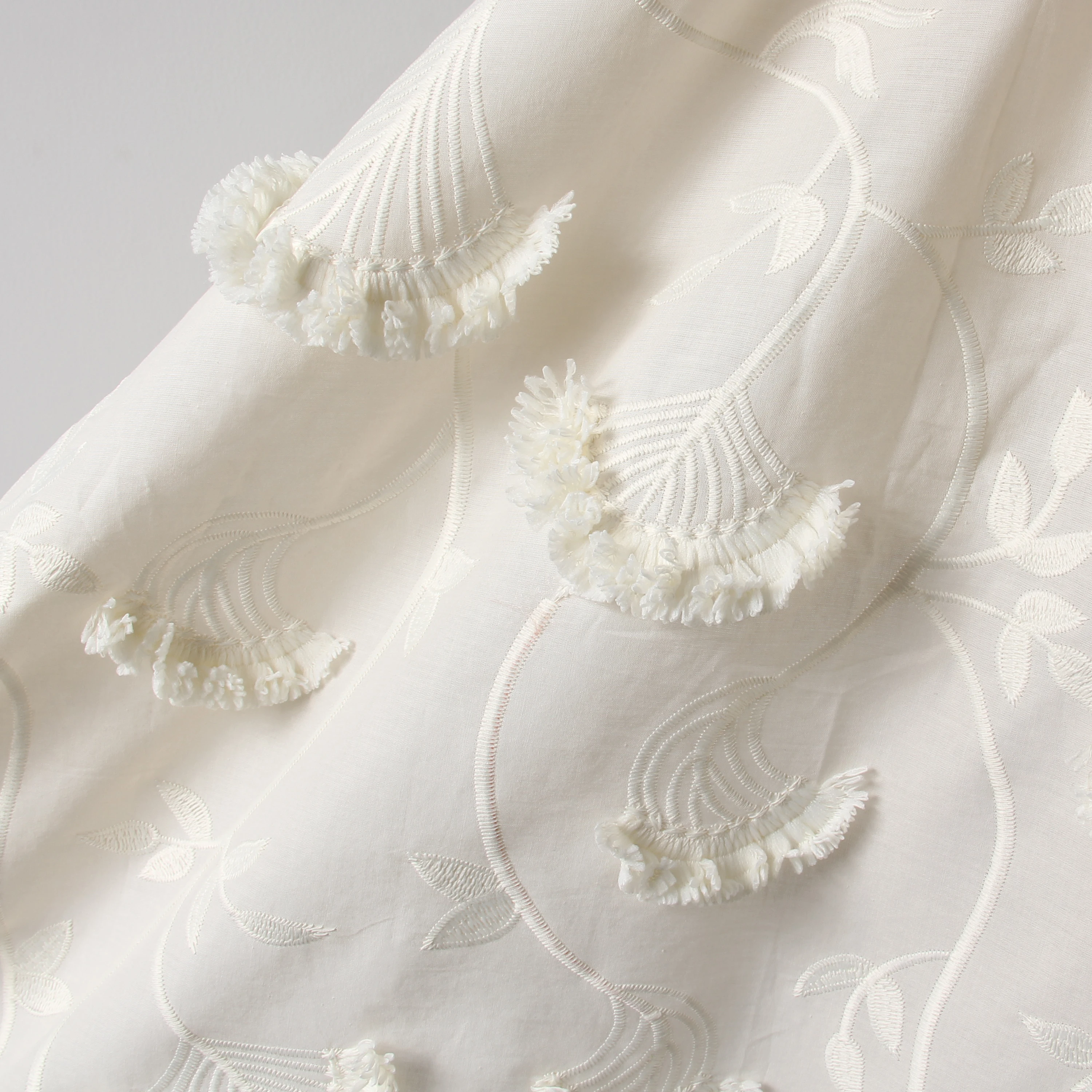 Fashion Fabric High Quality Dandelion Pattern 100% Cotton Embroidery Fabrics For Clothes/Home Textile/Dress Pant Garment