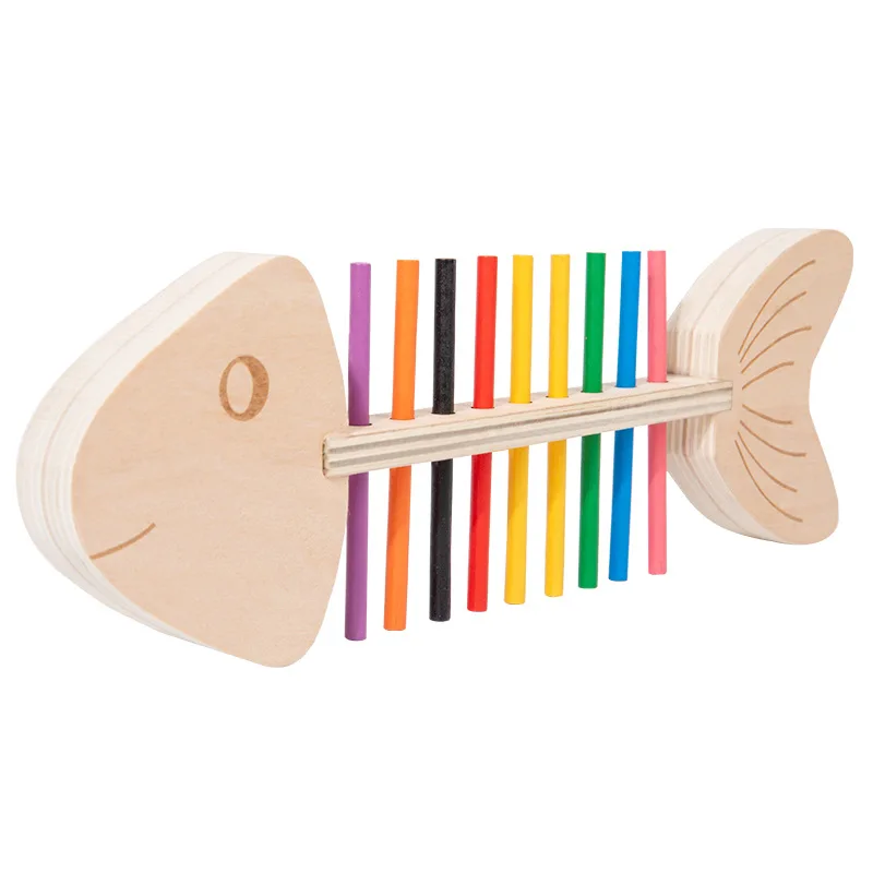 Educational Early Learning Baby Color Cognition Game Fishbone Color Sorting Toys Kids Montessori Fish Bone Pairing Wooden Toy
