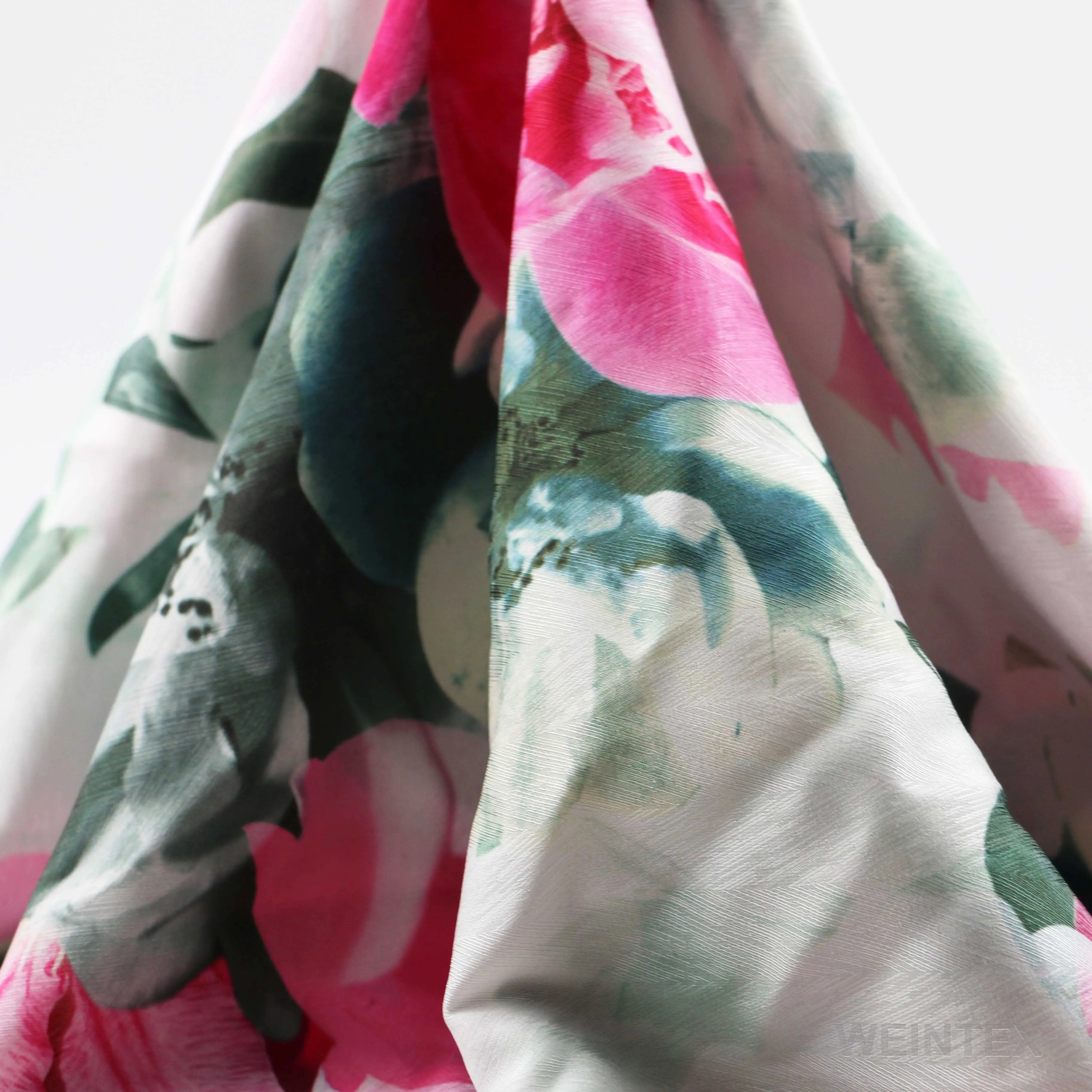 WI-J04 Custom digital polyester spandex blend herringbone silk satin floral printed fabric for dress