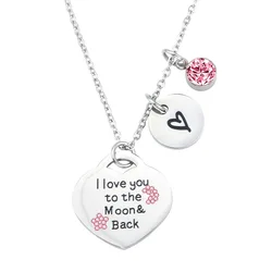 High Quality Titanium Steel Necklace I Love You To The Moon And Back Engraved Necklace