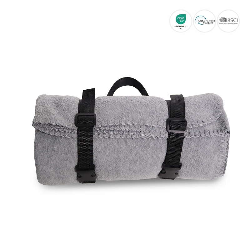 Wholesale navy blue custom color promotion blanket polar fleece blanket with custom logo