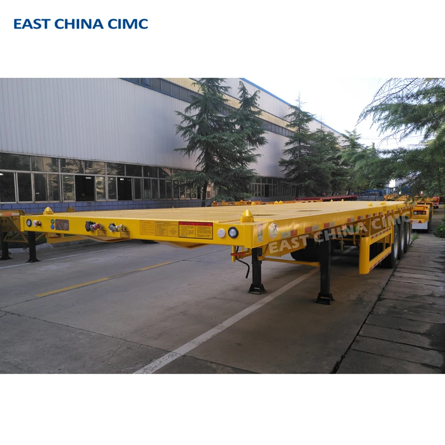 3 Axles 40ft Container Flatbed Trailer 30Tons Truck Semi Trailer For 20ft 53ft Containers With Twist Locks