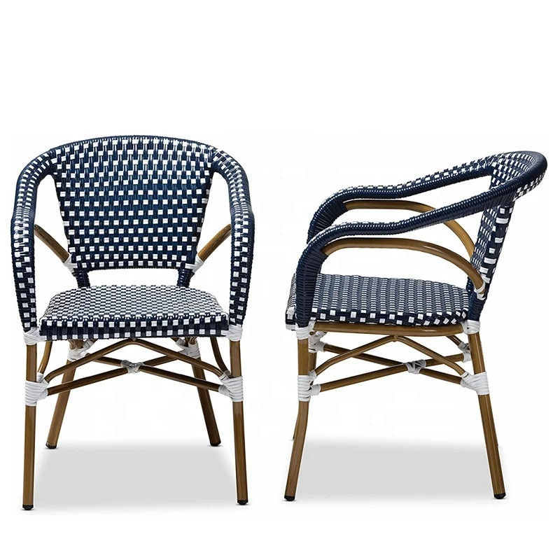Stacking Restaurant Dining Furniture French Cafe Metal Rattan Outdoor Bistro Chair