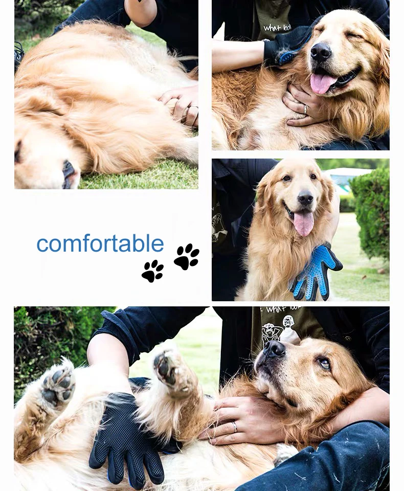 Hot Sale 5-fingers Pet Hair Grooming Shedding Long & Short Fur Dog and Cat Deshedding Brush Glove