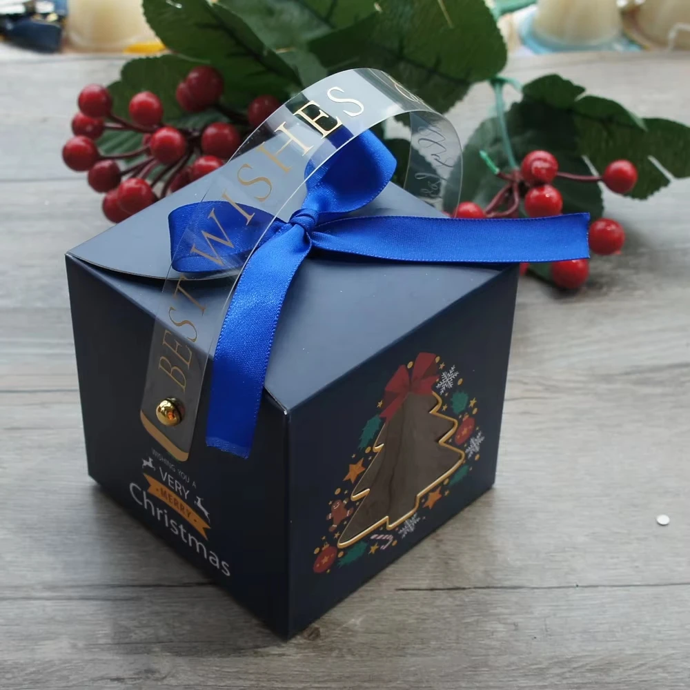 Рождественская Конфета мыльная Свеча для печенья Подарочная упаковка вечеринки декоративная бумажная коробка с оконной ручкой
