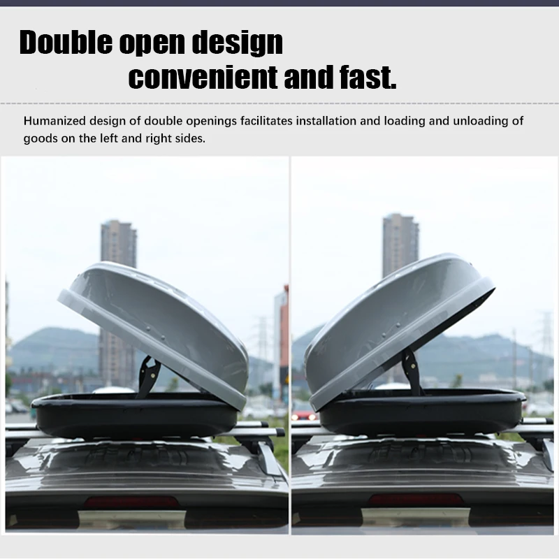 Tool-Free Install Waterproof ABS Roof Top Mount Car Storage Travel Luggage Boxes Roof Box with Security Keys
