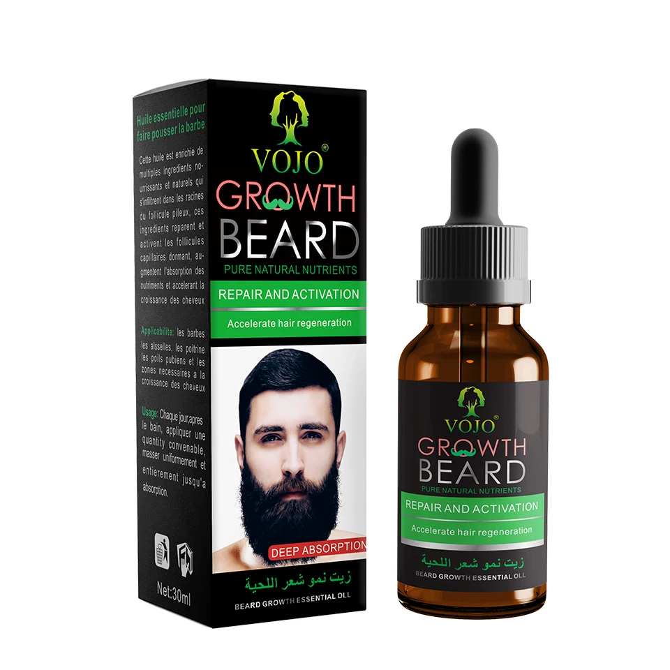 VOJO 100% Natural Growth Beard Oil for Men Beard Care Organic Scented Beard Oil 30ML custom&private Label