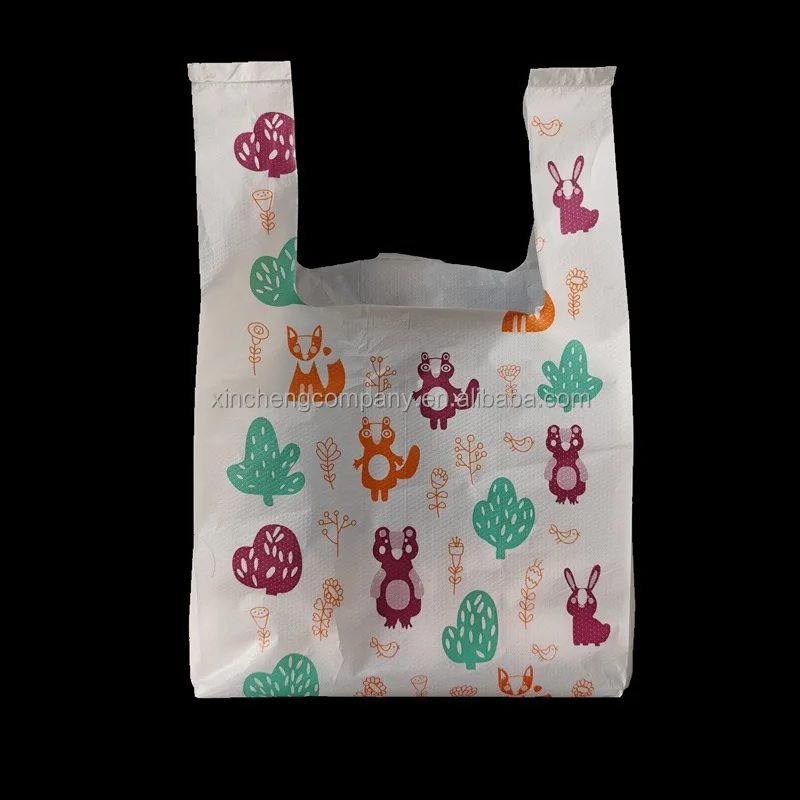 Supermarket Carry Bags Shopping Bags Cheap T-shirt Plastic Wholesale Plastic Customized Size Thickness Package Grocery Bags PLA