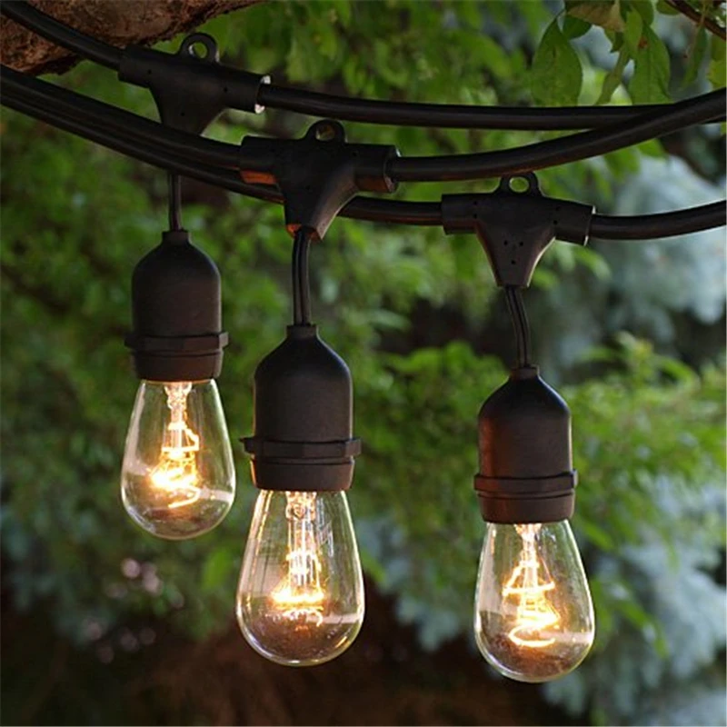 White Cable Tent Outdoor Camping Decorative String Light With S14 Plastic Bulb