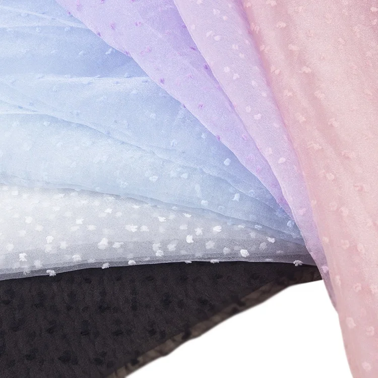 
Sheer Seersucker Dotted Polka Dot Fabric Organza Dots 