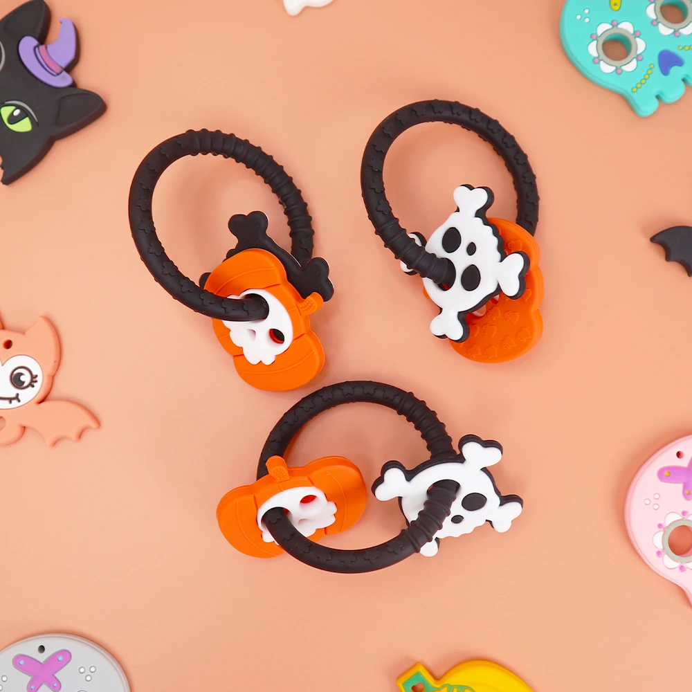 New BPA Free Kids Sensory Halloween Teether Baby Teething Ring Toy Teether Baby Silicone
