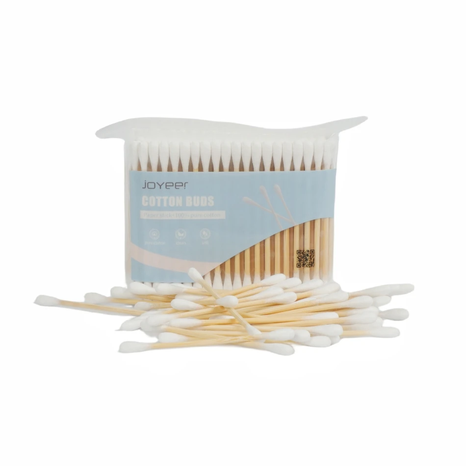 Wholesale Custom Double Head Cotton Swabs Bamboo Sticks Cotton Ear Buds 200 Pieces for Daily Use