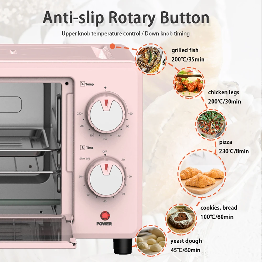 12L Countertop Electric Convection Oven for Bakery Pizza Cake Biscuit Smokeless Bake-Rofco Arabic by Restaurant US Plug