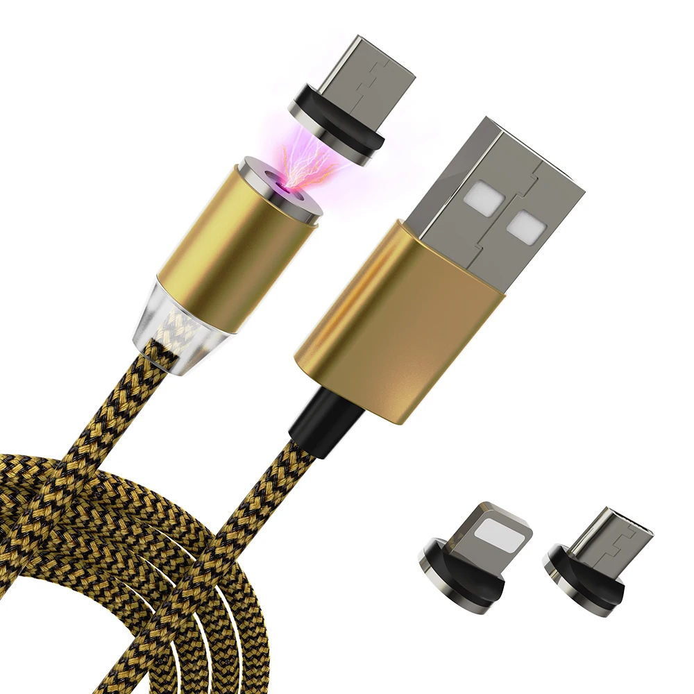 Нейлоновый Плетеный Магнитный кабель 3 в 1 Micro USB C 2A для быстрой зарядки мобильного телефона