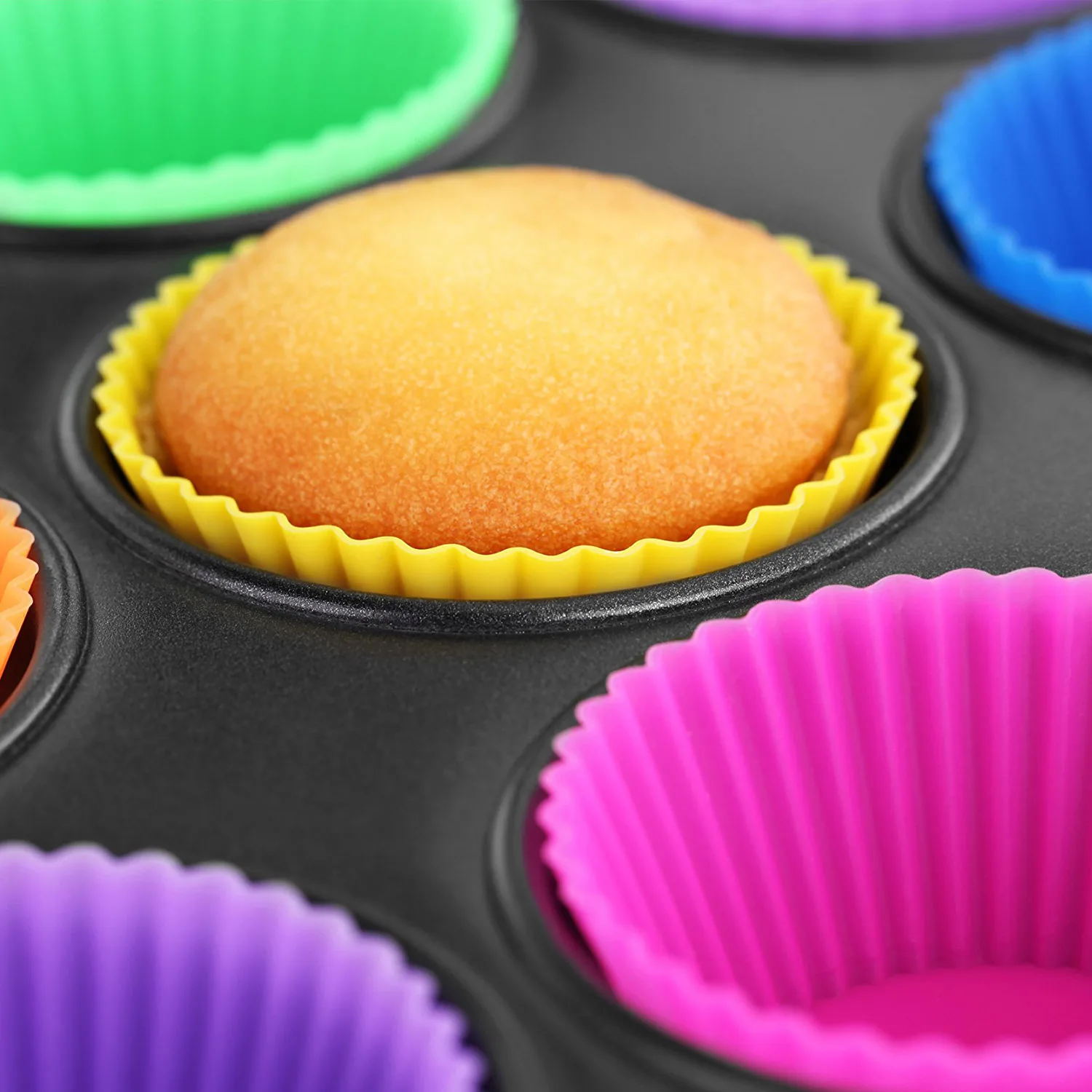 BPA free silicone  non-stick cupcake liners 24 cake cups baking muffin cup mold
