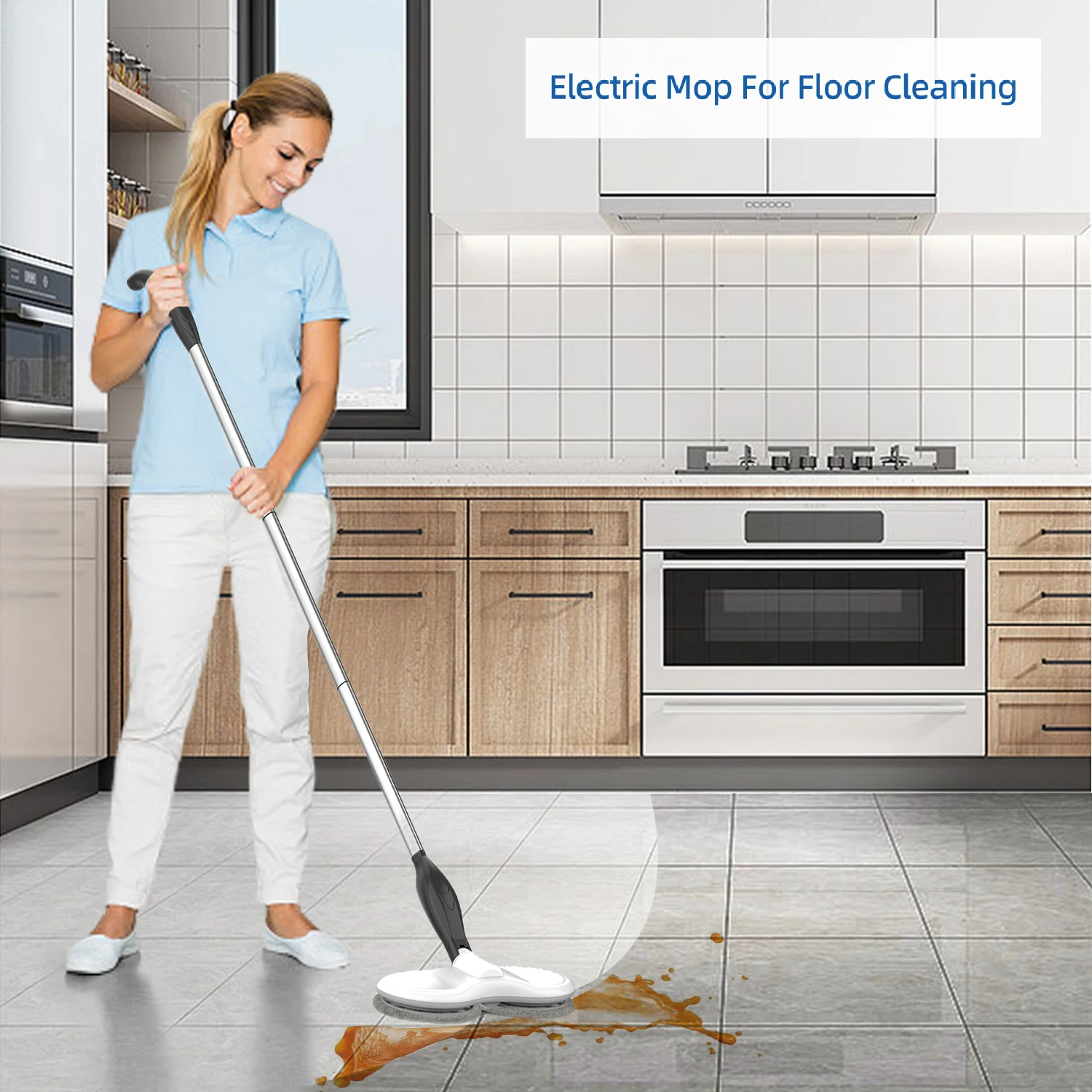 Electric Mop for Floor Cleaning, As Seen On TV, Cordless Spin Mopper Motorised Mops for Hardwood Tile Laminate Floor Daily Light