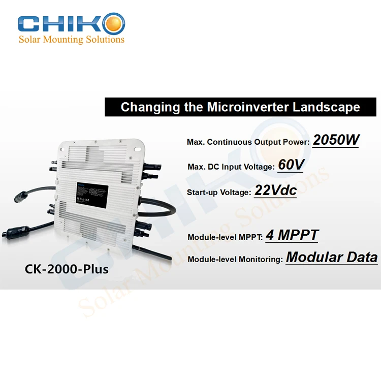 Waterproof IP67 Solar Grid Tie Micro Inverter Microinverter 2000W 185-265VAC 60.0/55~65Hz Output