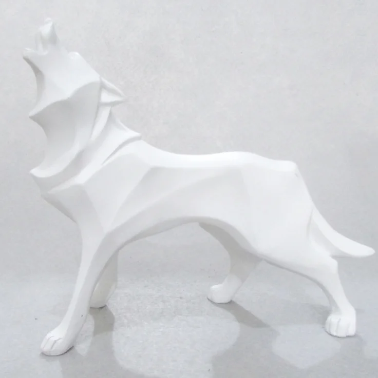 Handicraft Furnishing Modern Nordic Style Wolf Figurine Ornaments Resin Wolf Crafts for home