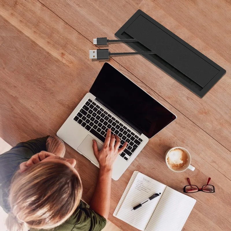 Aluminum Office Computer Cable Management Box Desktop Table Wire Management Hole Grommet