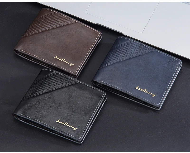 Baellerry New style wallets PU leather Business men soft leather short wallet korean open coin purse