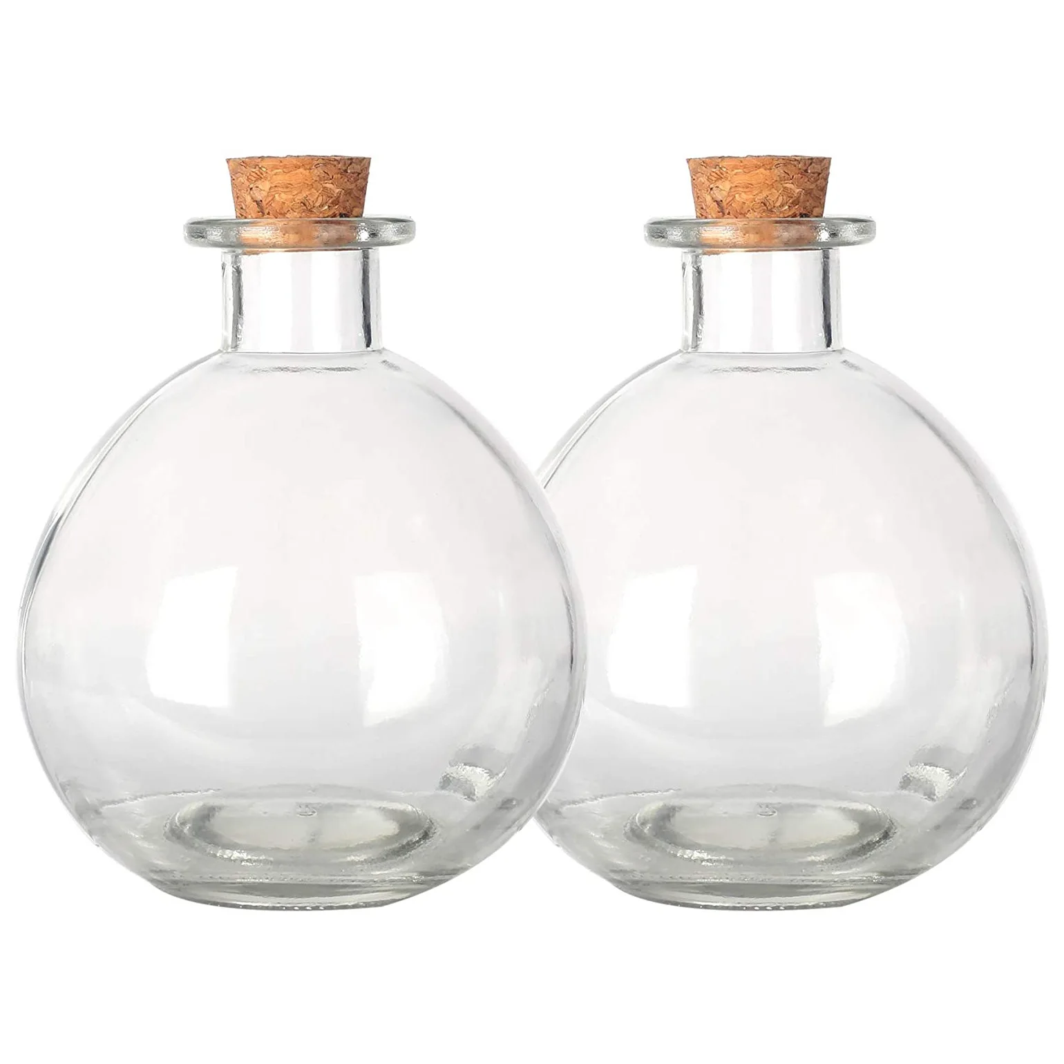 Stock 120ml/180ml/250ml Crystal White Material Round Ball Bottle with Cork Drift Bottle Wishing Bottle Oil Bottle Glass Beverage