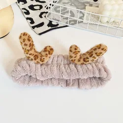 Bath Photo Prop Hair Accessories Women Girls Cute Coral Fleece Deer Horn Elastic Headbands Soft Comfortable Wash Face
