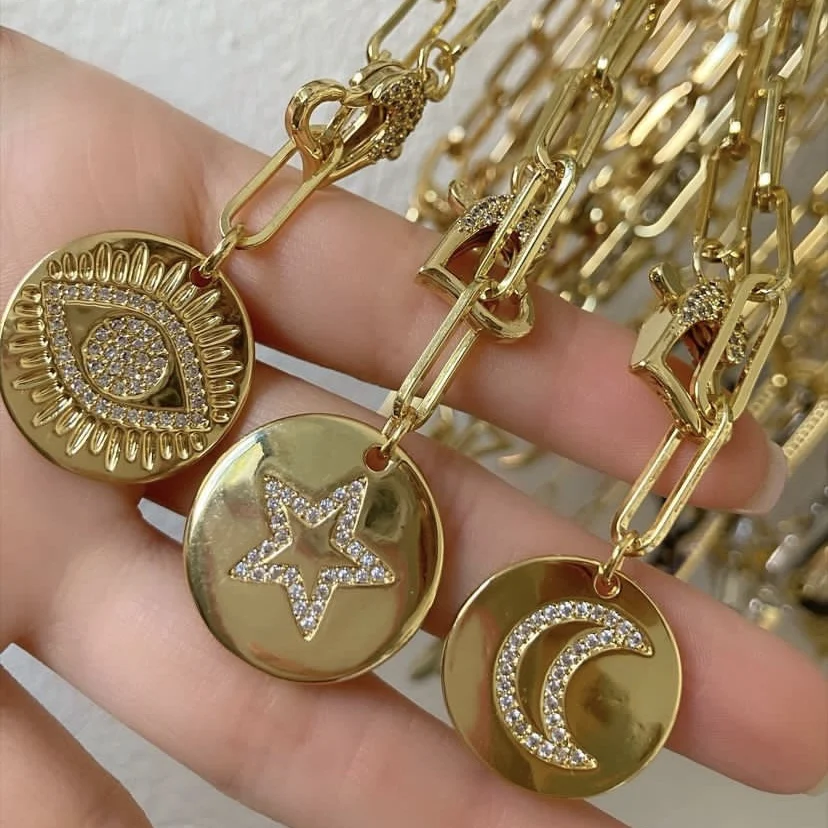 BD-B5888 High quality chain necklace men jewelry 18k gold plated necklace  fashion  pearl heart saint pendant necklace