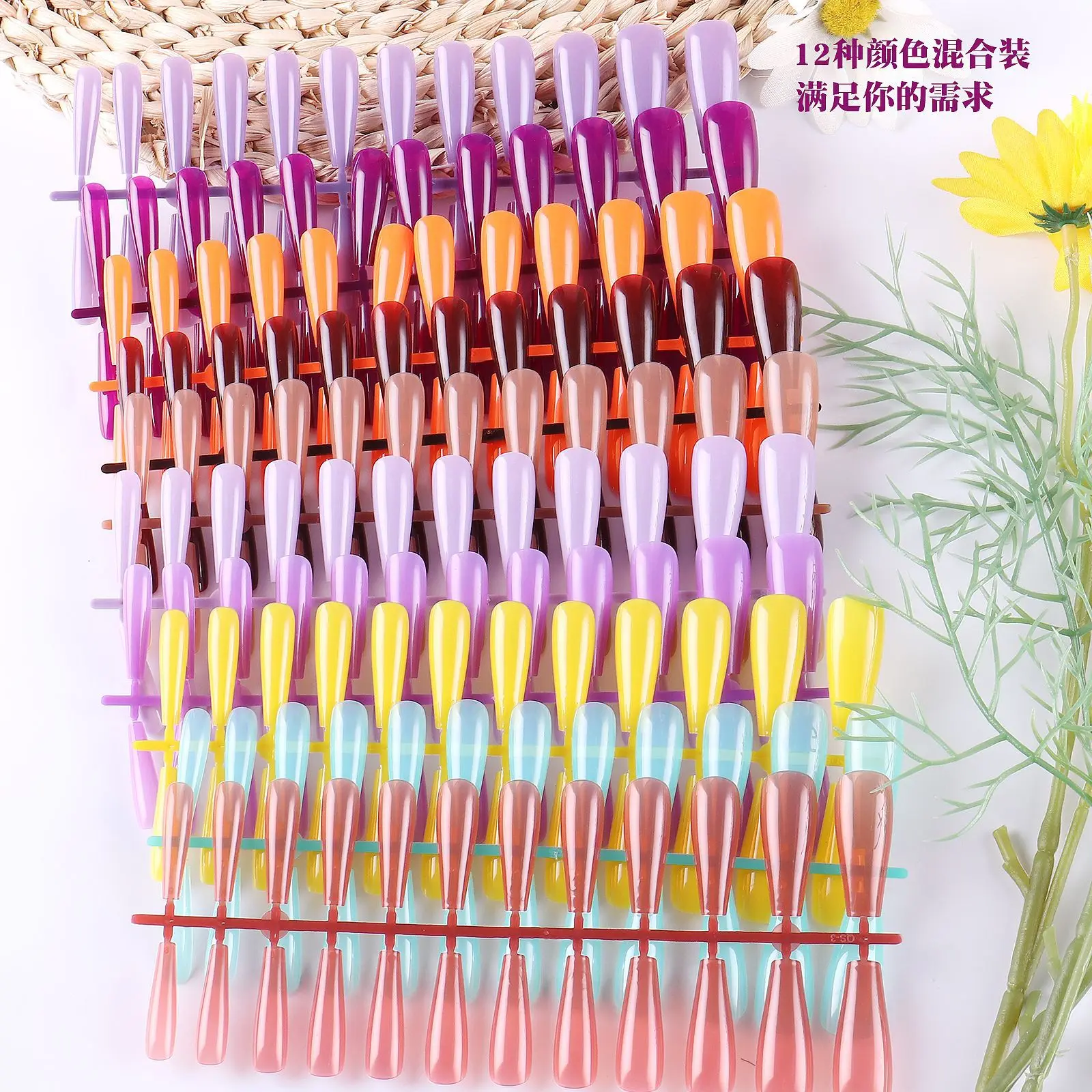 New Arrival Ballerina Artificial Fingernails Long Press-On Nails Black White Red Blue Women Pure Color Fake False Nail Tips