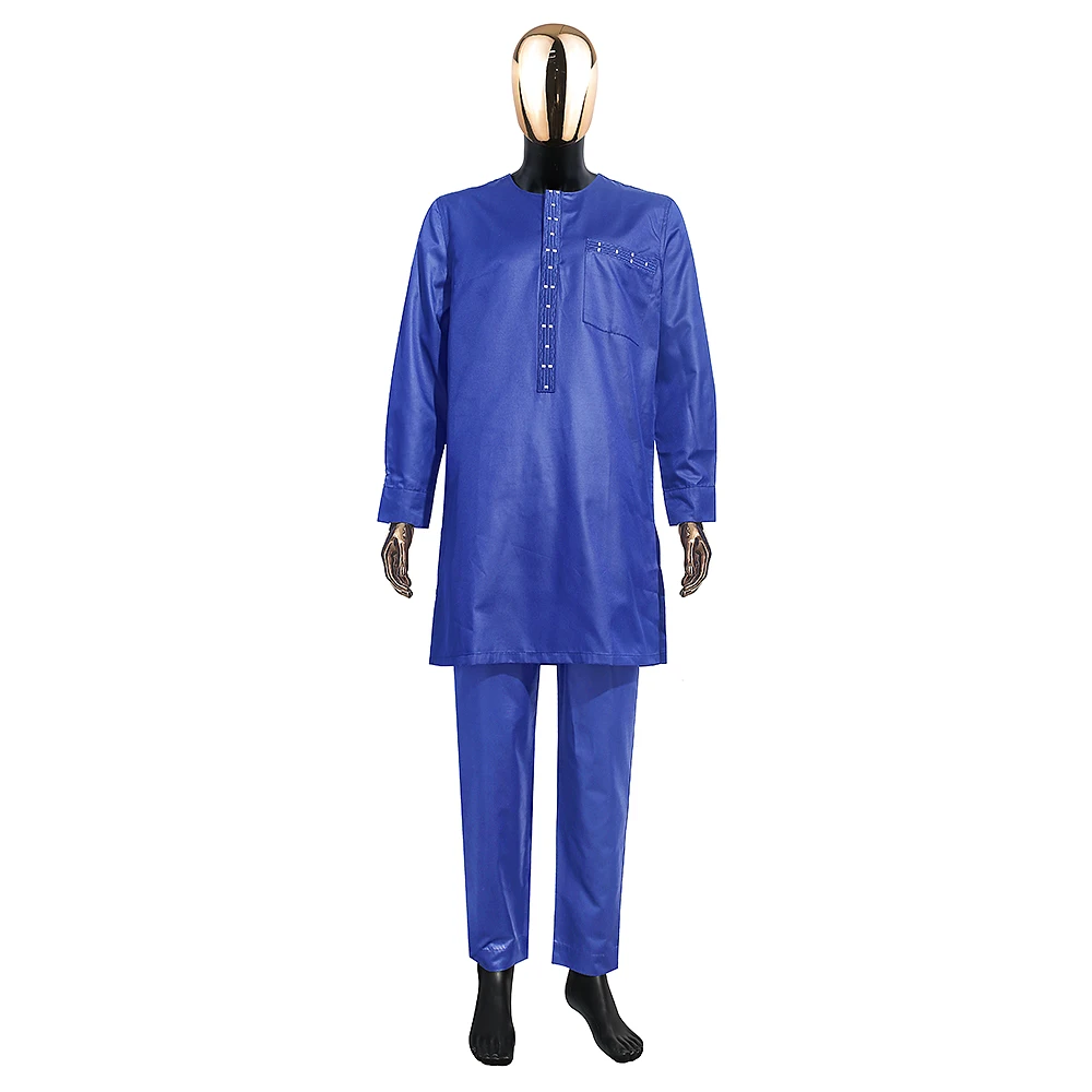 H & D Dashiki Mens Top Pant 2 Pieces Outfit Set African Men Clothes Riche African For Men Shirt With Trouser Rich Bazin Original