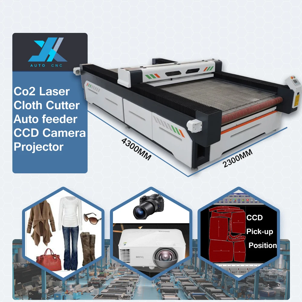 dual laser co2 fabric cutting machine 1625 1616 with auto feeding CCD camerawith sportswear cutting