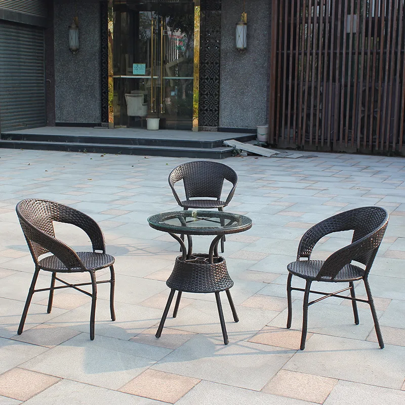 Aluminum Garden Chairs Rope Wicker Weave Outdoor Furniture rattan chair Patio Restaurant Cafe