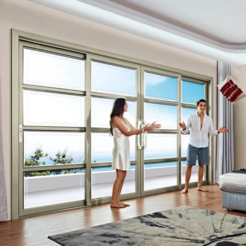 1.8mm Thickness Aluminum Profile Frame Glass Door Strong Handle Villa Balcony Entry Doors Design China Make Cheap Price Lattice