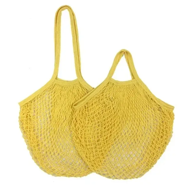 Shopping Bags Canvas Portable Mesh Net Bag Reusable Foldable Fruit Vegetable Storage Bag Handbag