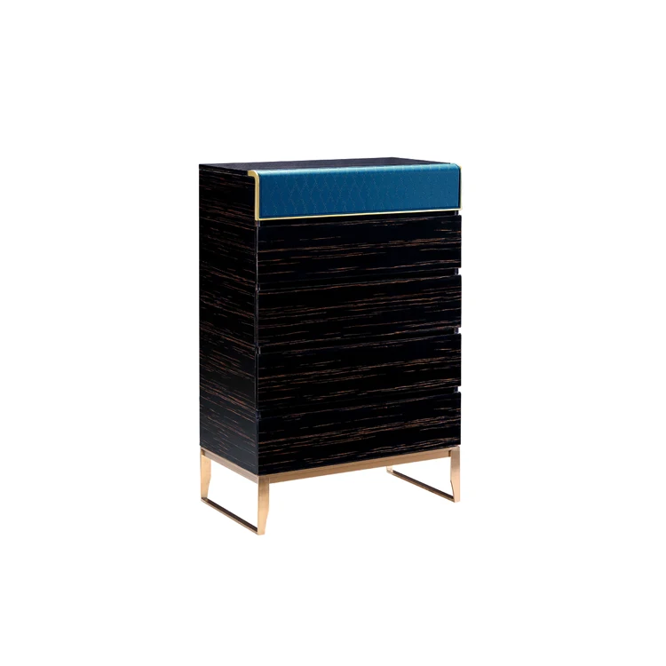 Wholesale Wooden European Style Black High Gloss 5 Drawers Chest Of Drawers