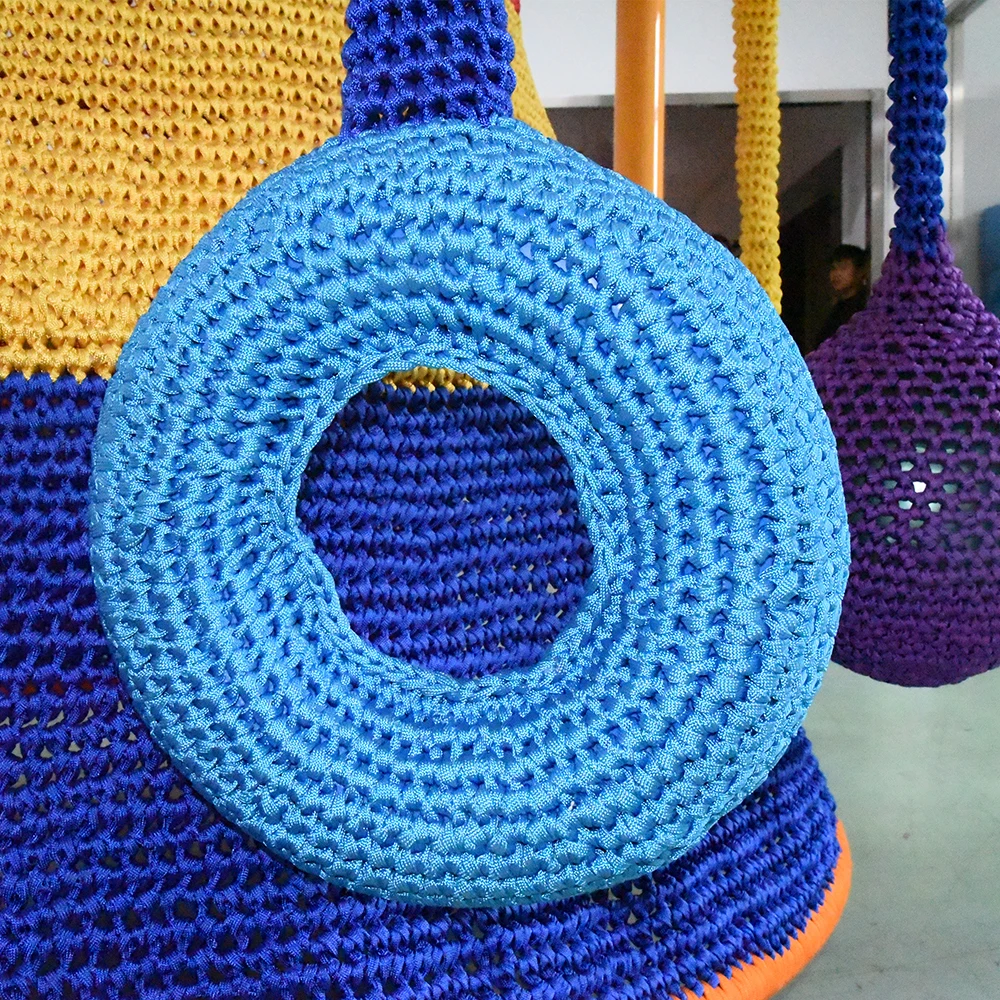 Amusement park equipment kids soft crochet rainbow climbing net small indoor playground