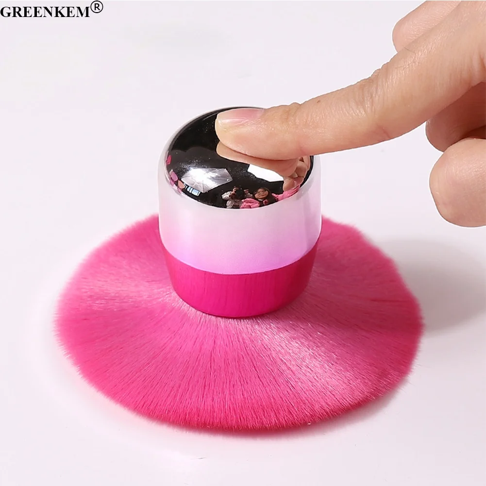 Private Label Nail Cleaning Brush Makeup Brush Metal Handle Soft Cosmetic Heart Shaped Nail Art Powder Dust Removal Brush