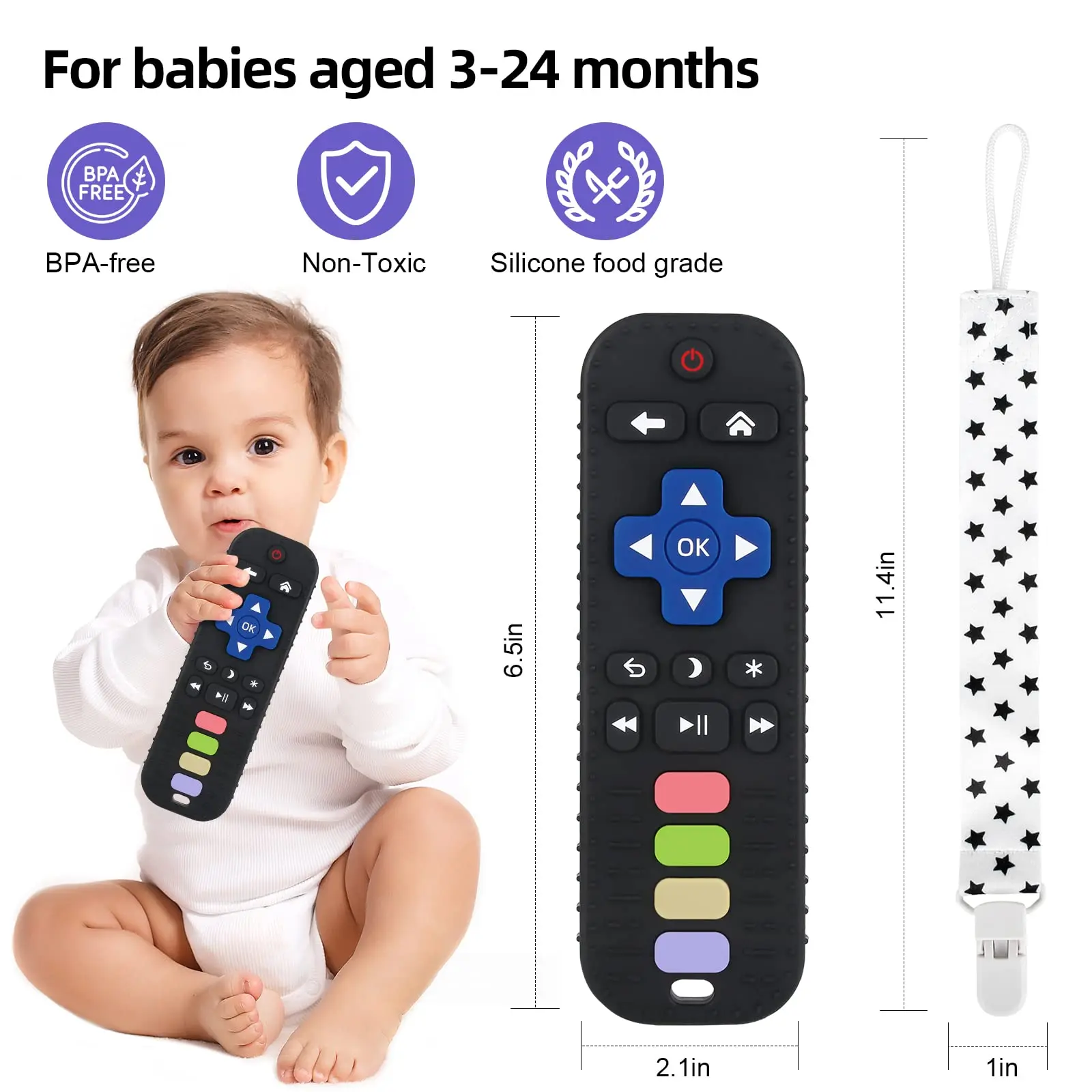Bpa Free Food Grade TV Remote Control Shape Teething Relief Baby Toys Chuya Baby Teether Toy Chew Toy for Infants Baby