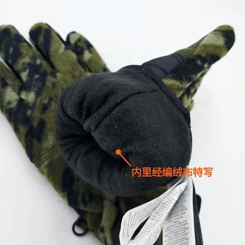 Дешевые камуфляжные флисовые мужские перчатки, индивидуальные камуфляжные флисовые перчатки с подкладкой для взрослых